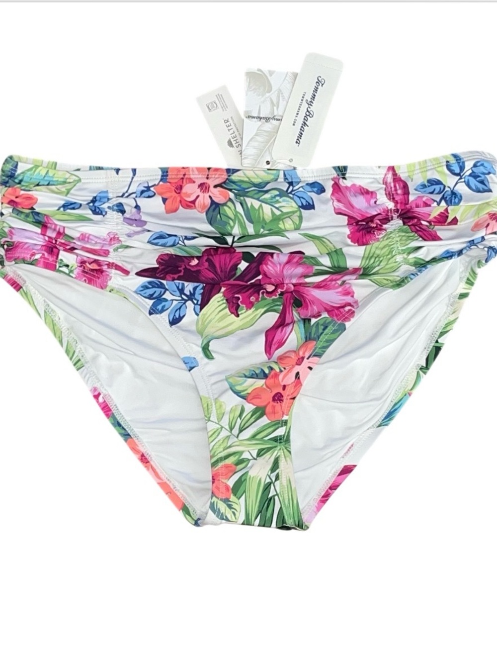 Tommy Bahama Bikini Bottoms Pink Blue NWT Medium Coastal Gardens High Waist